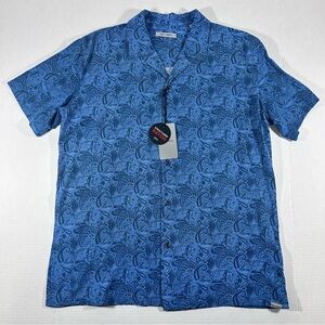 Men's Blue Paisley Casual Button Down Shirt